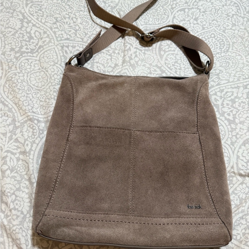 The Sak Lucia Crossbody in mushroom suede